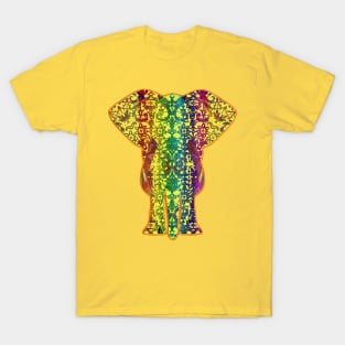 Rainbow Yellow Elephant On Orange T-Shirt